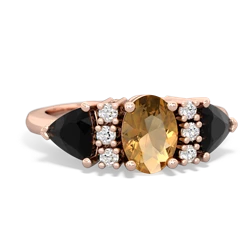 Citrine Antique Style Three Stone 14K Rose Gold ring R2186