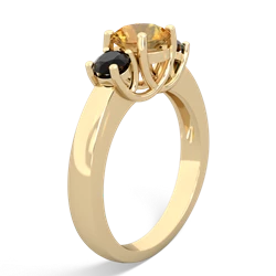 Citrine Three Stone Round Trellis 14K Yellow Gold ring R4018