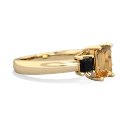 Citrine Three Stone Emerald-Cut Trellis 14K Yellow Gold ring R4021