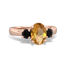 Citrine Three Stone Oval Trellis 14K Rose Gold ring R4024