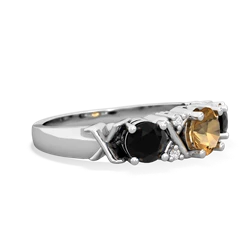 Citrine Hugs And Kisses 14K White Gold ring R5016