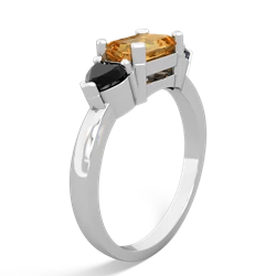 Citrine Three Stone 14K White Gold ring R5235