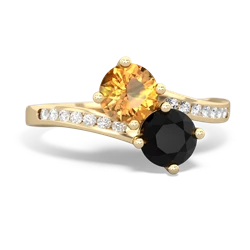 Citrine Channel Set Two Stone 14K Yellow Gold ring R5303