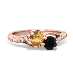 Citrine Infinity Pave Two Stone 14K Rose Gold ring R5285