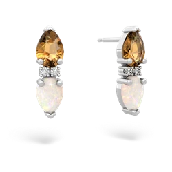 Citrine Bowtie Drop 14K White Gold earrings E0865