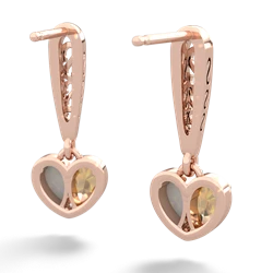 Citrine Filligree Heart 14K Rose Gold earrings E5070