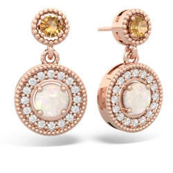 Citrine Halo Dangle 14K Rose Gold earrings E5319