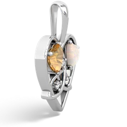 Citrine Celtic Trinity Heart 14K White Gold pendant P5331