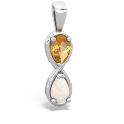 Citrine Infinity 14K White Gold pendant P5050