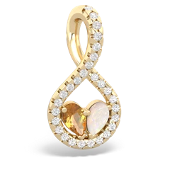 Citrine Pave Twist 'One Heart' 14K Yellow Gold pendant P5360