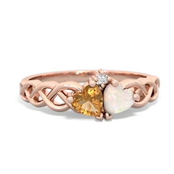 Citrine Heart To Heart Braid 14K Rose Gold ring R5870