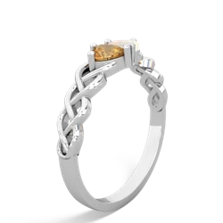 Citrine Heart To Heart Braid 14K White Gold ring R5870