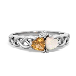 Citrine Heart To Heart Braid 14K White Gold ring R5870