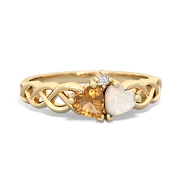 Citrine Heart To Heart Braid 14K Yellow Gold ring R5870