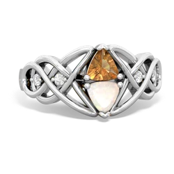 Citrine Keepsake Celtic Knot 14K White Gold ring R5300