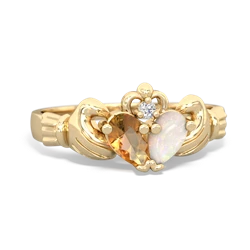 Citrine 'Our Heart' Claddagh 14K Yellow Gold ring R2388