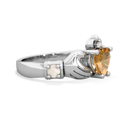 Citrine Claddagh Keepsake 14K White Gold ring R5245