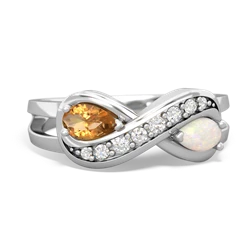 Citrine Diamond Infinity 14K White Gold ring R5390