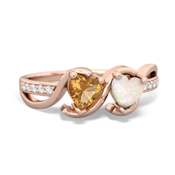 Citrine Side By Side 14K Rose Gold ring R3090