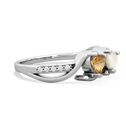 Citrine Side By Side 14K White Gold ring R3090