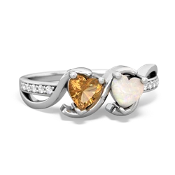 Citrine Side By Side 14K White Gold ring R3090