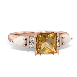 Citrine 6Mm Princess Eternal Embrace Engagement 14K Rose Gold ring C2002