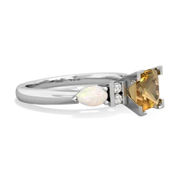 Citrine 6Mm Princess Eternal Embrace Engagement 14K White Gold ring C2002