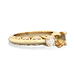 Citrine Art Deco Eternal Embrace Engagement 14K Yellow Gold ring C2003