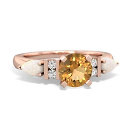 Citrine 6Mm Round Eternal Embrace Engagement 14K Rose Gold ring R2005