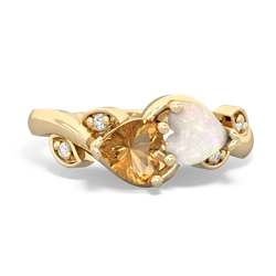 Citrine Floral Elegance 14K Yellow Gold ring R5790