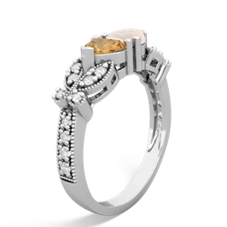 Citrine Diamond Butterflies 14K White Gold ring R5601