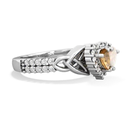 Citrine Celtic Knot Two Hearts As One 14K White Gold ring R2644HRT