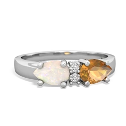 Citrine Pear Bowtie 14K White Gold ring R0865