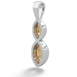 Citrine Antique-Style Halo 14K White Gold pendant P5700