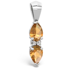 Citrine Bowtie Drop 14K White Gold pendant P0865