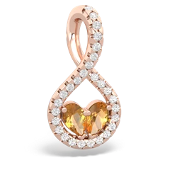 Citrine Pave Twist 'One Heart' 14K Rose Gold pendant P5360