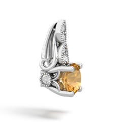 Citrine Antique Elegance 14K White Gold pendant P3100