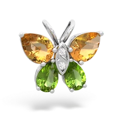 Citrine Butterfly 14K White Gold pendant P2215