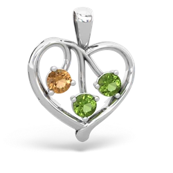 Citrine Glowing Heart 14K White Gold pendant P2233