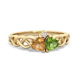 Citrine Heart To Heart Braid 14K Yellow Gold ring R5870