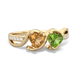 Citrine Side By Side 14K Yellow Gold ring R3090