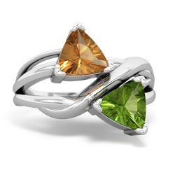 Citrine Split Band Swirl 14K White Gold ring R2341