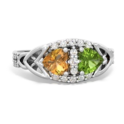 Citrine Sparkling Celtic Knot 14K White Gold ring R2645