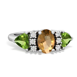 Citrine Antique Style Three Stone 14K White Gold ring R2186