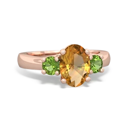 Citrine Three Stone Oval Trellis 14K Rose Gold ring R4024