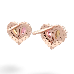 Citrine Halo 14K Rose Gold earrings E7008