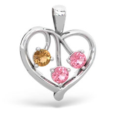 Citrine Glowing Heart 14K White Gold pendant P2233