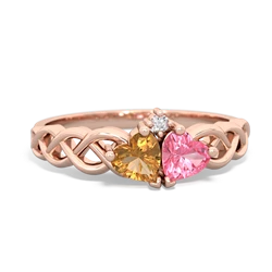 Citrine Heart To Heart Braid 14K Rose Gold ring R5870