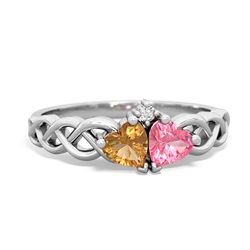 Citrine Heart To Heart Braid 14K White Gold ring R5870