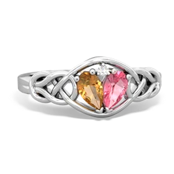 Citrine Celtic Love Knot 14K White Gold ring R5420